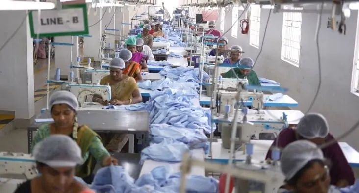 Sewing line at the Gupta manufacturing facility