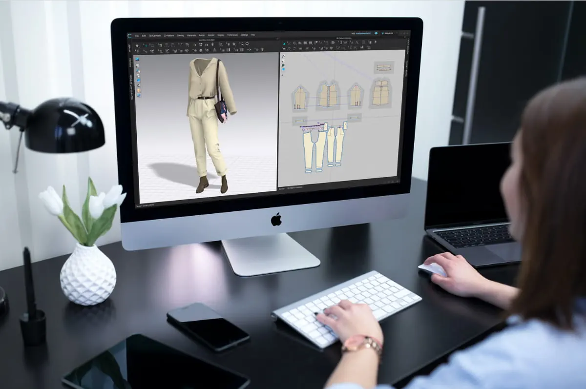 Pattern development team working on garment patterns