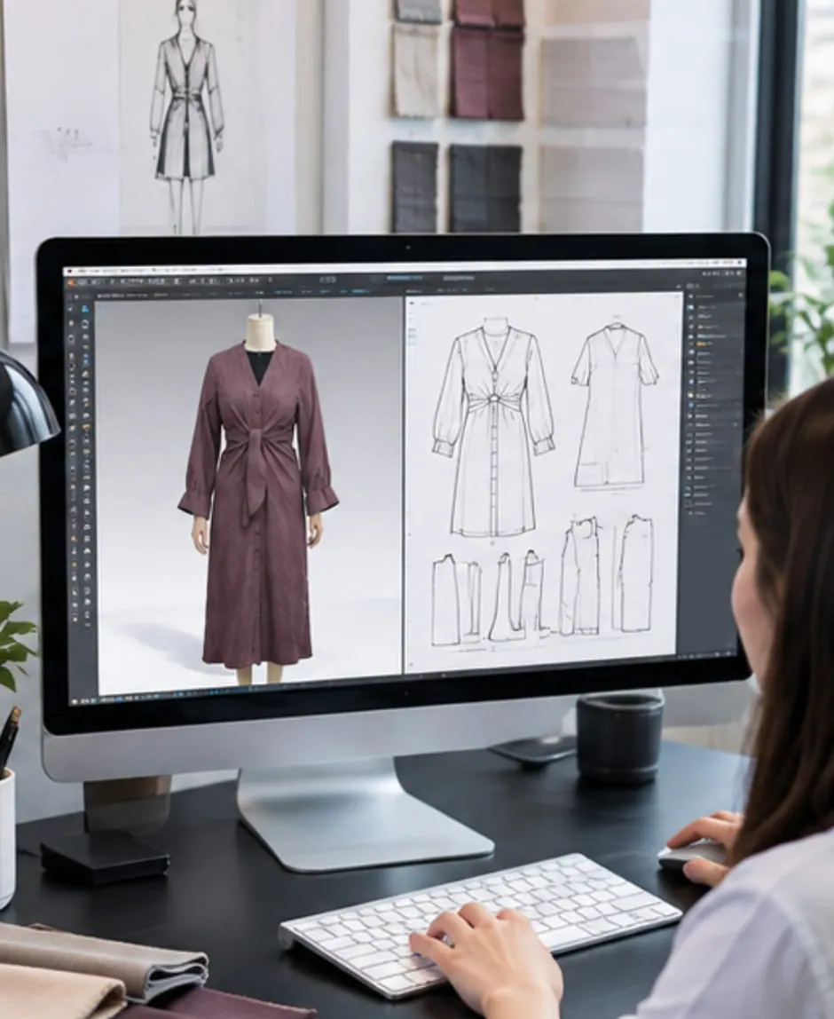 CLO 3D virtual garment development on screen